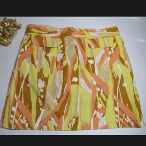 J CREW Casual Mini Skirt Orange Yellow Pockets